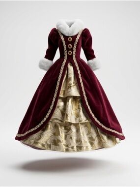 1996 HAPPY HOLIDAYS BARBIE SPECIAL ED. BURGUNDY VELVET REPLACEMENT DRESS ONLY